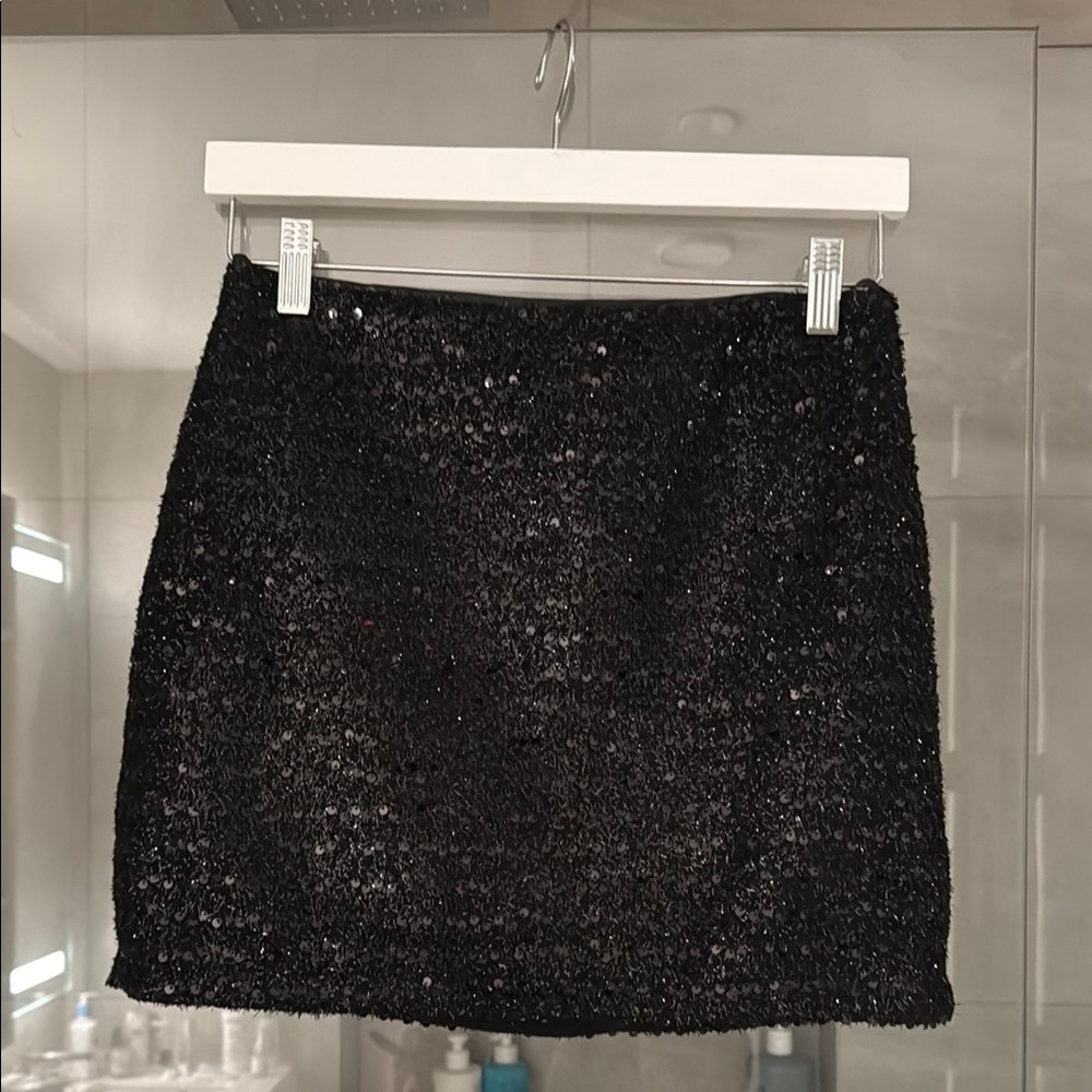 Commense Black Sequin Mini Skirt